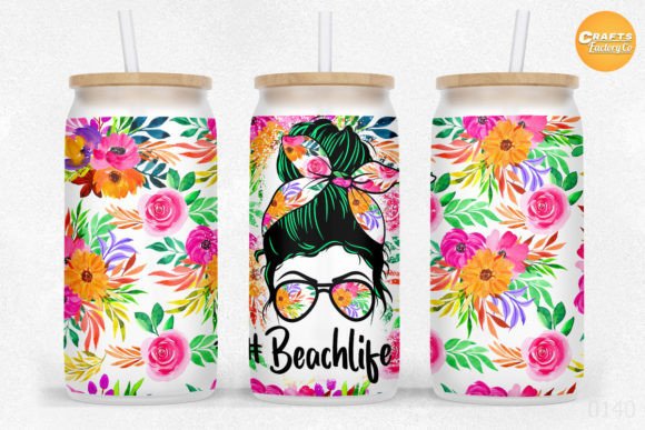 Beach Life Flower Embroidery Design