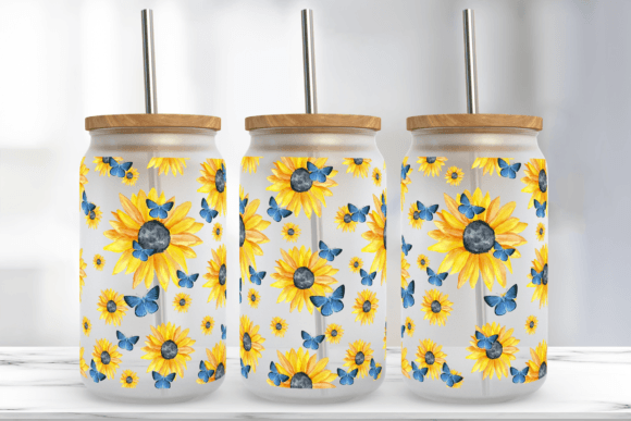 Butterfly Sunflower Libbey Full Wrap