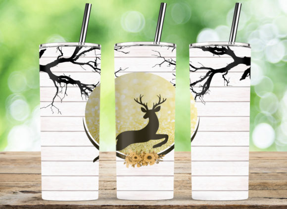 Deer Moon Flower 20 Oz Tumbler Wrap