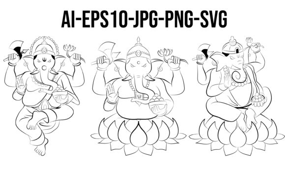Ganesha Line Drawing Set