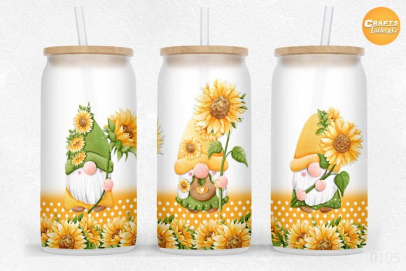 Gnome Sunflower Can Wrap