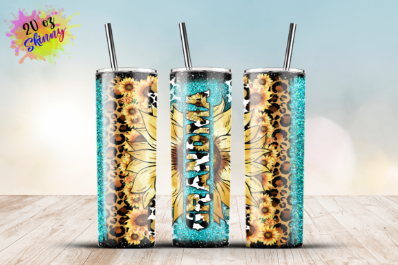 Grandma Leopard Sunflower Glitter 20oz