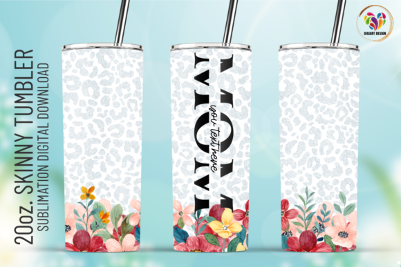 Mom Floral Leopard Glitter Tumbler Wrap