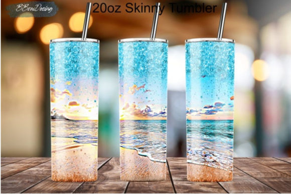 Summer Beach Sunset Water Color Tumbler