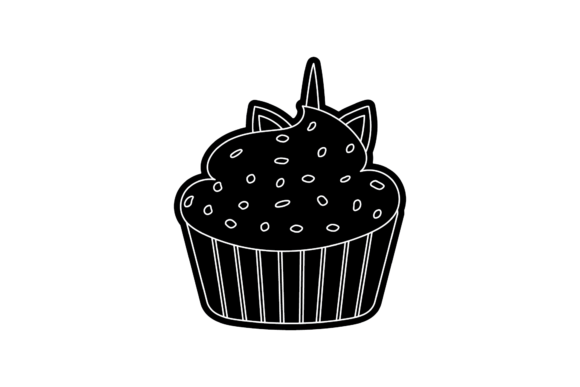 Unicorn Cup Cake Icon Black Style