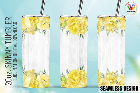 Yellow Rose Wood Grain Tumbler Wrap